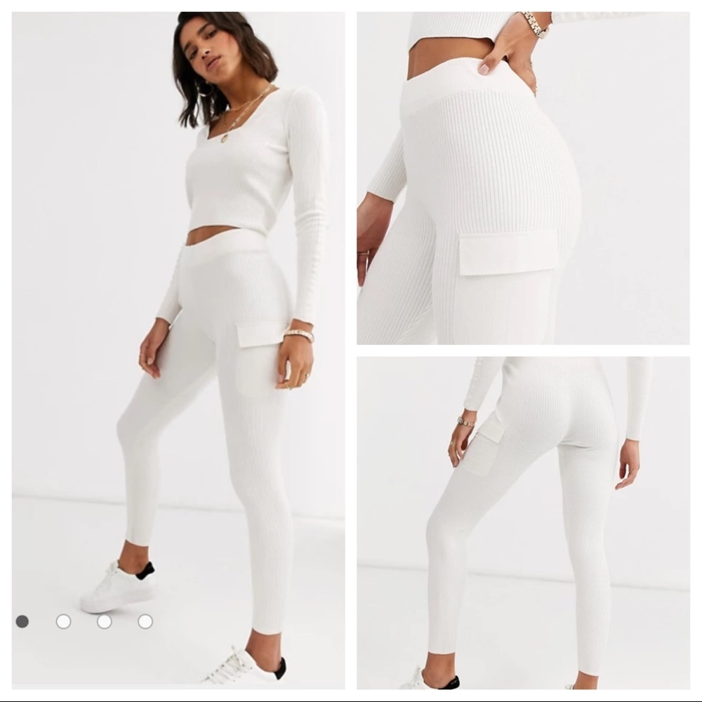 ASOS DESIGN Lounge knitted legging woven detail 10